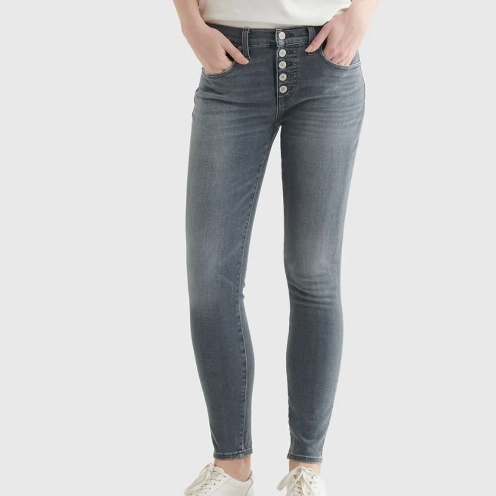 Lucky Brand Ava Mid Rise Skinny Jeans • Button Fly • Gray Wash Stretch  2/26reg